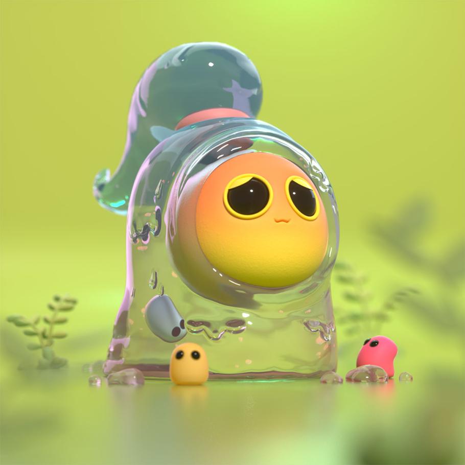 Mommy Gloop and Baby gloops going out for a walk and touching some grass <a href="/theothersideNFT/">T-O-S The Other Side 🪨 🥚 🪨</a> #CreaturesOnTheOtherSide