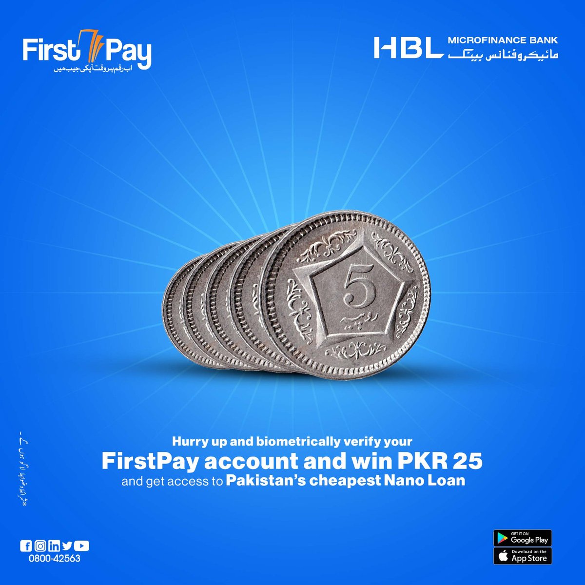 HBLMfBDigital's tweet photo. Apni FirstPay app ko HBL MfB BVS se Level #Upgrade karen aur jetain PKR 25 ka #bonus aur Subse Sasta Nano Loan
BVS App:
https://t.co/KlmN8fhzSW
FirstPay: https://t.co/Il8A67LLZd
#AlternateToCash #GoDigital #FirstPay #MostPowerfulWallet #InnovativeWallet #FirstPayWallet https://t.co/lRTWkPS3yZ
