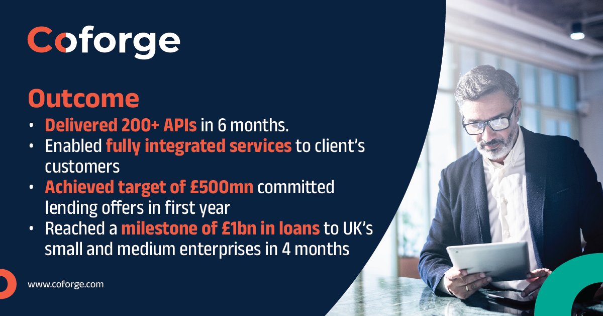 Coforge_Tech's tweet photo. Discover how we helped launch a UK SME Fintech bank through API-led Integration enabling seamless customer journeys. Read more: https://t.co/Ox7s5BbTUT

#bankingintegration #customerjourney #coforge https://t.co/XWmgRFKgZj