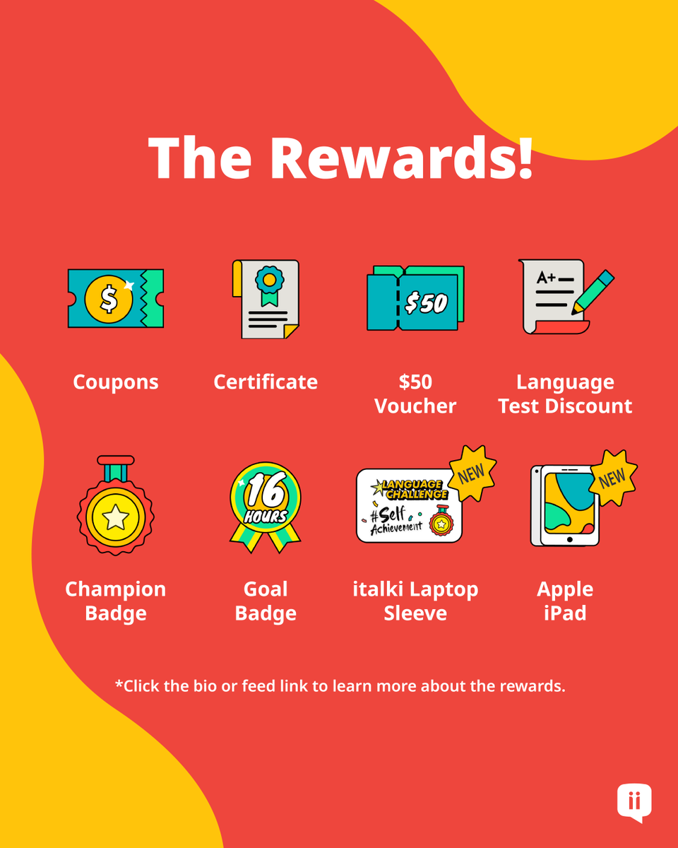 italki's tweet photo. The #italkiLanguageChallenge is back ๐
Now through 11/13, you have 45 days to reach your language learning goals. Turn your notification on as we might be giving away a few italki credits across social media ๐
Sign up for free: https://t.co/3ya4g9dBPo https://t.co/g8GcU1L1eU