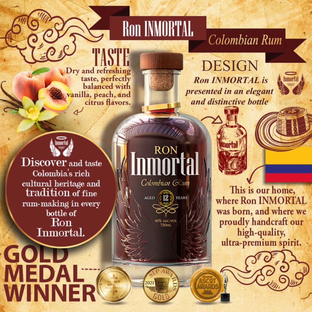 Get to know Ron Inmortal. When crafting the absolute best premium spirit, quality over quantity is key. 

To order online or learn more about #RonInmortal click here ➡️ roninmortal.com #EverlastingSpirit 

#Rumgram #CraftRum #RumOfTheDay #RumLover #ColombianRum