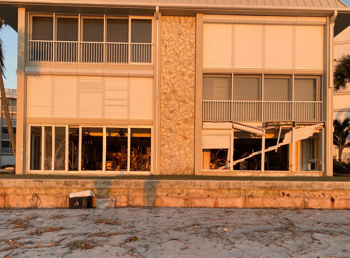CollierCFFL's tweet photo. As the sun set yesterday, we started to survey some of the damage left by #hurricaneian. Many in our community desperately need help. 100% of donations to #colliercomestogether Hurricane Relief Fund support hurricane victims https://t.co/Vq1zkNu9tZ https://t.co/Jp6pdrP6MN