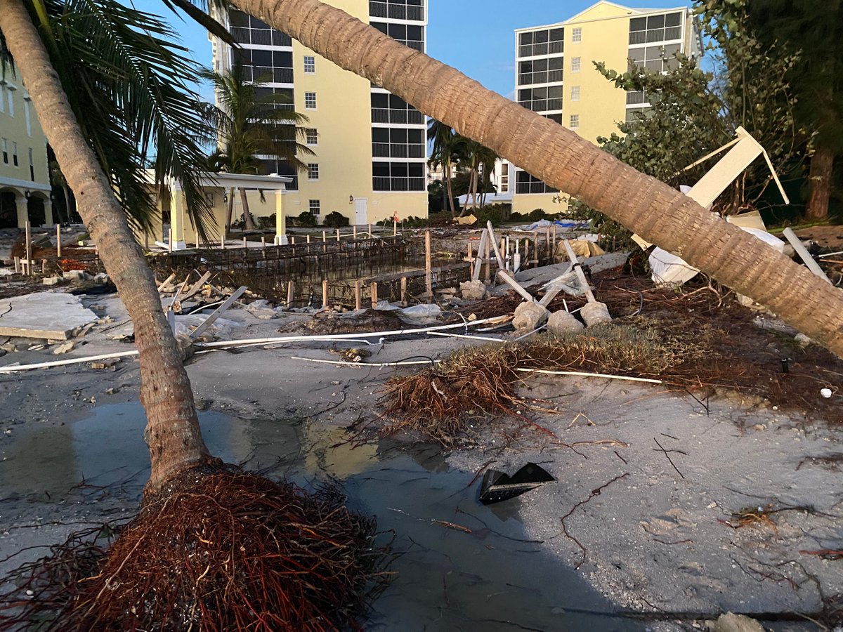 CollierCFFL's tweet photo. As the sun set yesterday, we started to survey some of the damage left by #hurricaneian. Many in our community desperately need help. 100% of donations to #colliercomestogether Hurricane Relief Fund support hurricane victims https://t.co/Vq1zkNu9tZ https://t.co/Jp6pdrP6MN