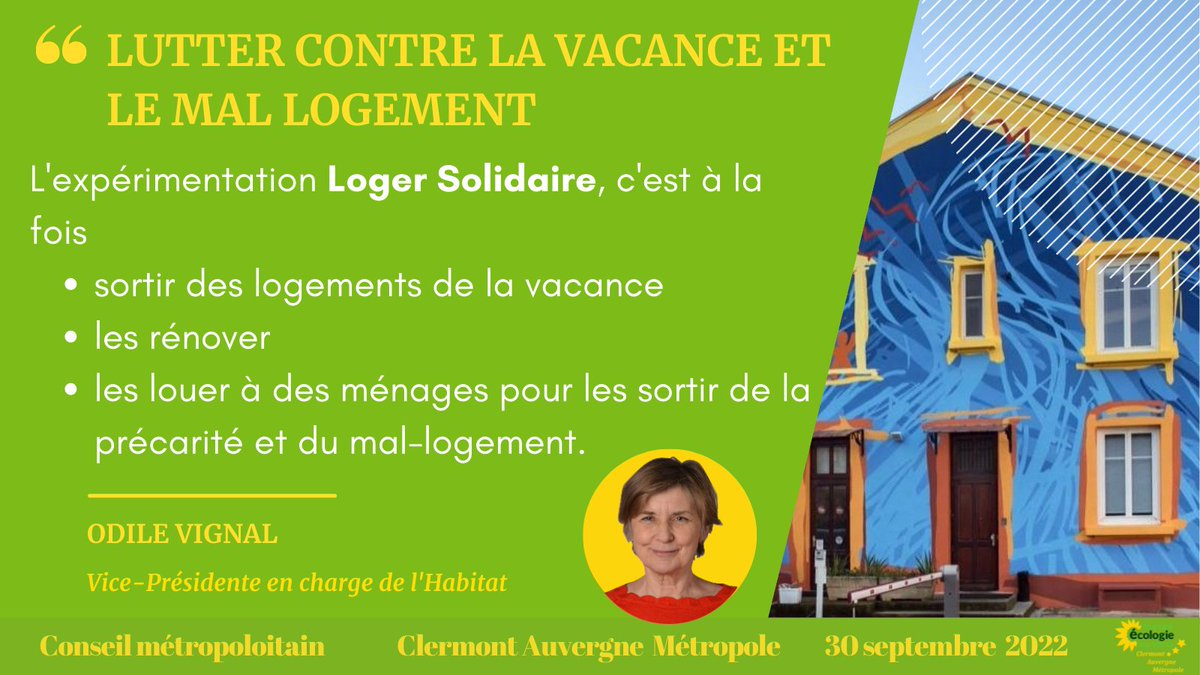 EelvGroupeCler's tweet photo. "Loger Solidaire" avec @anef63asso @HabitatetHumani  &amp; @CompBatFr c'est :
✅Lutte contre la vacance
✅Accompagnement des plus fragiles dans l'accès à un logement rénové, durable
⏭️Un outil de plus dans la politique de "Logement d'abord" @ClrmntMetropole  #Solidarité #transition https://t.co/A9xnmEMJt6