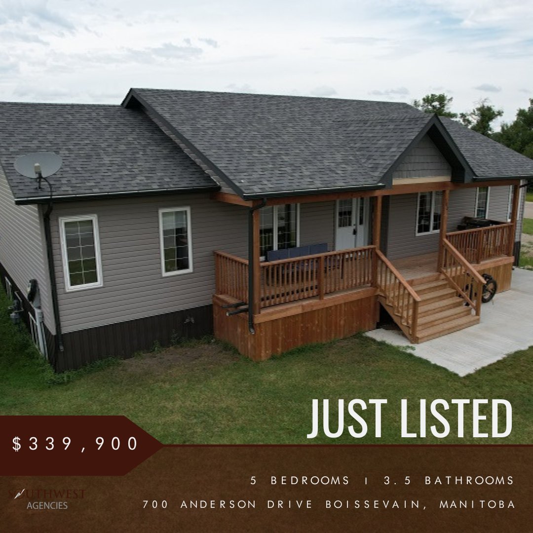 SWAgenciesMB's tweet photo. 🔥JUST LISTED🔥

 700 Anderson Drive Boissevain, Manitoba R0K0E0

KEY FEATURES
- 5 Bedrooms
- 3.5 Bathrooms
- Large lot with room for an oversized 2-car garage

Price: $339,900
MLS# 202220334

Call Chad Reimer for more details!
📞(204)-534-8202
📧chad@southwestagencies.ca https://t.co/2fMw8h8Ns3
