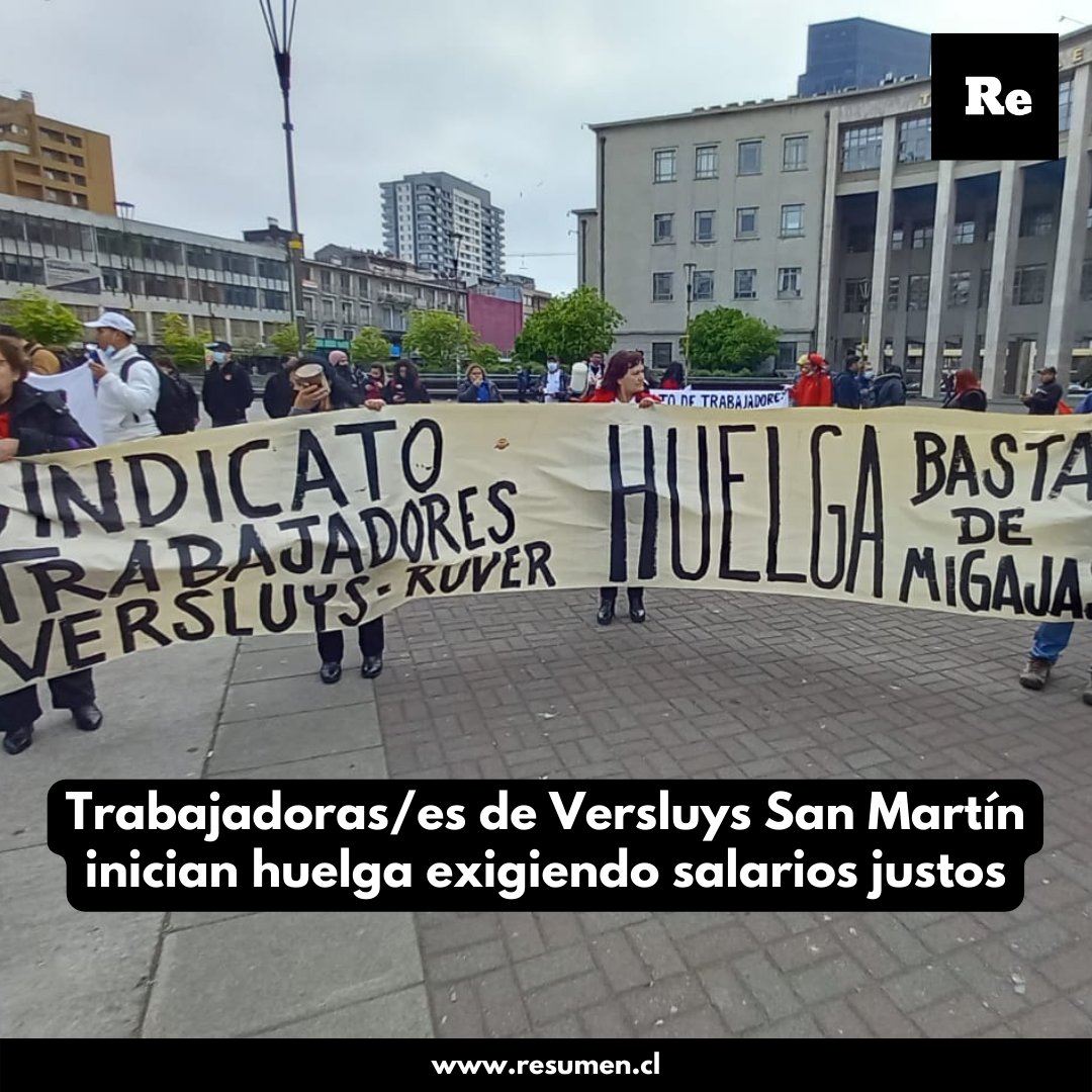 rsumen's tweet image. Este viernes comenzó la huelga de los trabajadores y trabajadoras de #Versluys de San Martín en Concepción luego de fallidos días de negociación. «Nadie puede vivir con la plata que están pagando» reclaman y exigen un aumento del 6% del sueldo base ►bit.ly/3dVScze