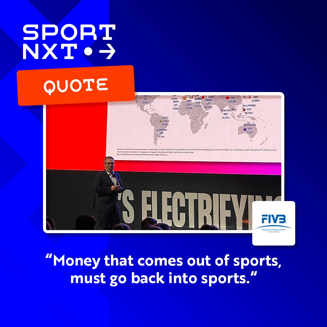 🗣️ Fabio Azevedo (General Director FIVB): "Money that comes out of sports must go back into sports."

#sportnxt