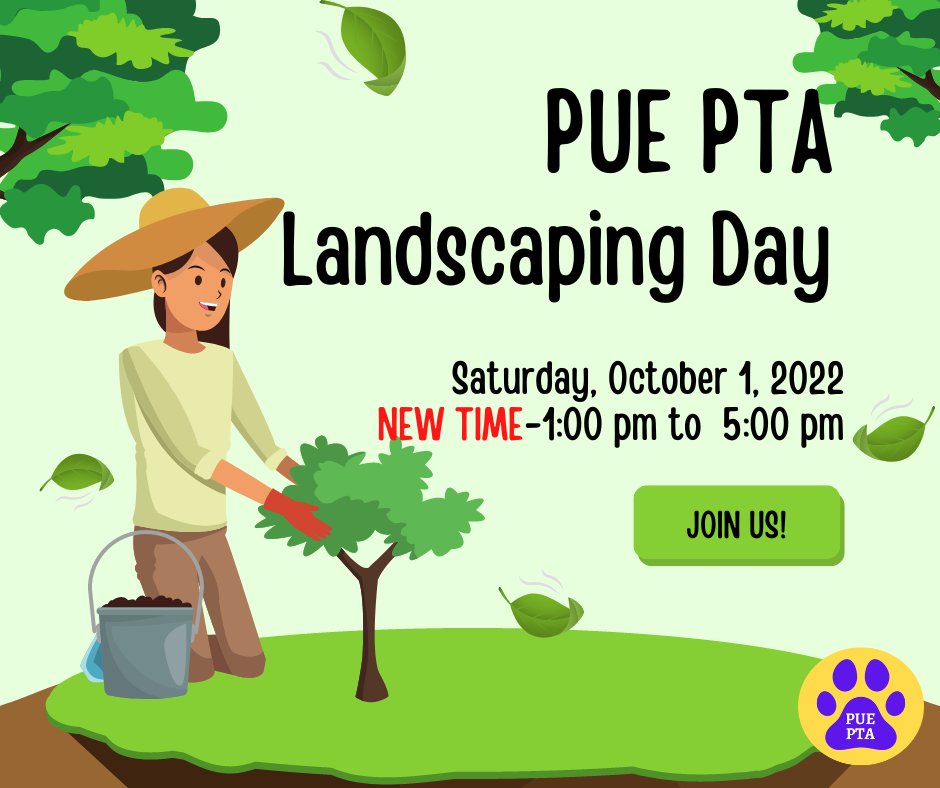 NEW Time for our landscaping day! Join us TOMORROW from 1-5pm. We hope to see you there! Thank you for helping us beautify <a href="/PleasantUnionYR/">Pleasant Union Elem</a>!