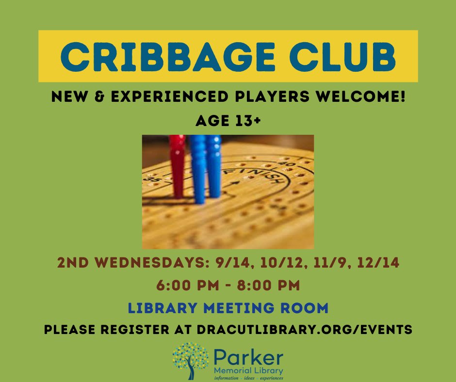 Dracut Library on Twitter "Our new Cribbage Club's next meeting is on