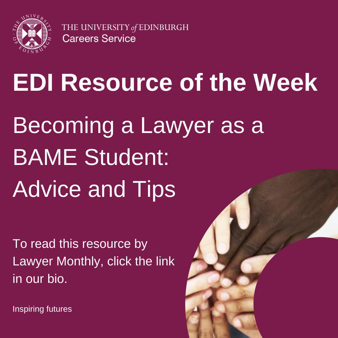 uofedcareers's tweet photo. Our last #EDI Resource of the Week in celebration of Black History Month is from @LawyerMonthly and provides tips and advice for BAME students who have the future goal of becoming lawyers. Find out more:  https://t.co/w9zVjg7a17
#blackhistorymonth #futurelawyer #EdEDI https://t.co/XTZ3xnii51