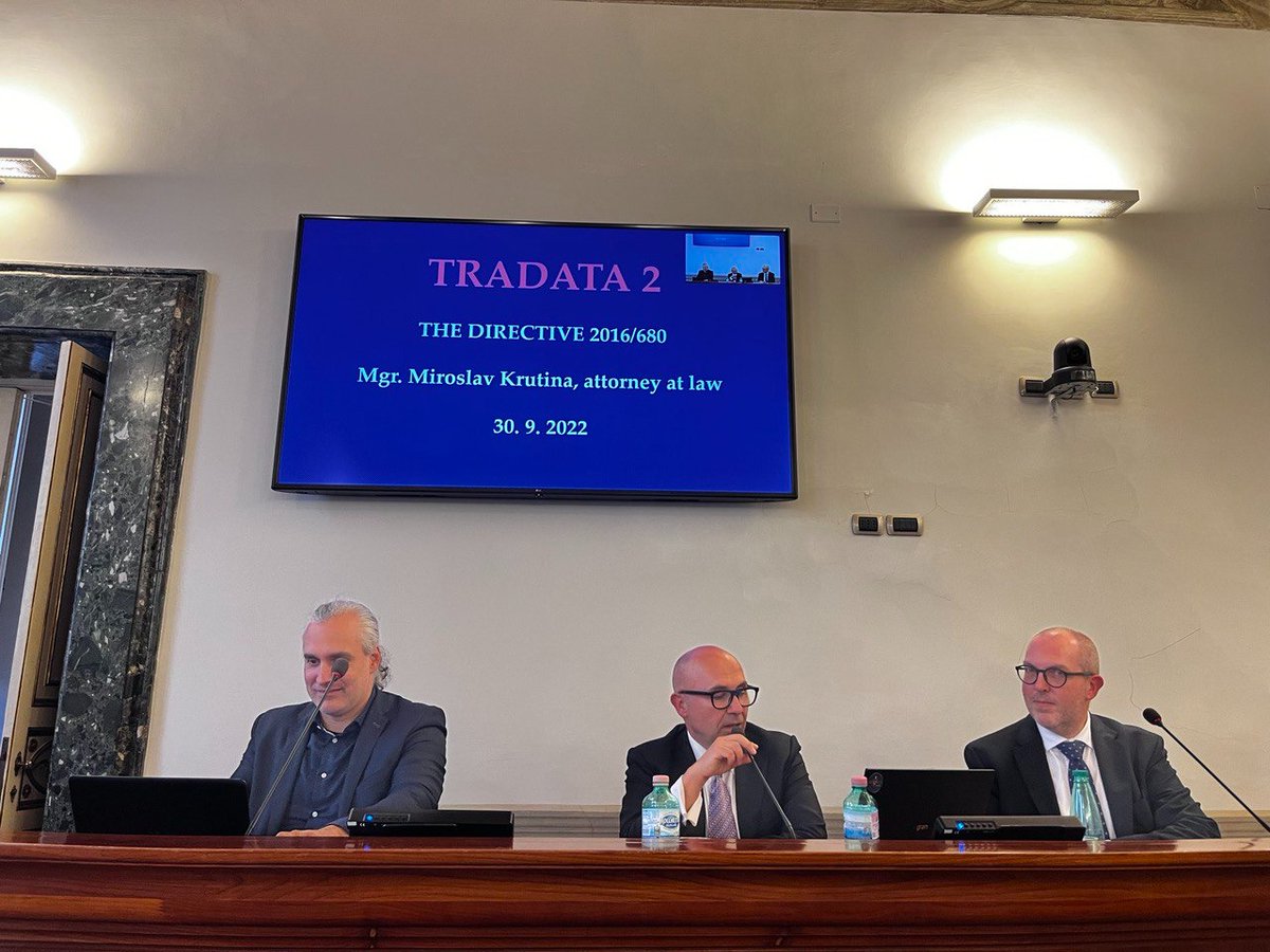 EULawyersFound's tweet photo. In the afternoon session of today's #TRADATA2 seminar in Rome, our experts have addressed the issues related to the data controller &amp; processor, the transfers of personal data to third countries, and the Directive on personal data &amp; criminal offences and penalties https://t.co/SSgv3cU8Pd