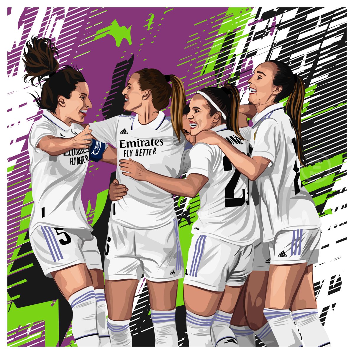 Real Madrid Femenino @realmadridfem 🎨⚽👑🤍💜 ➡️ @IvanaAndresSanz @SToletti @Katsousafeitoza @claudiazornoza @itscarolineweir