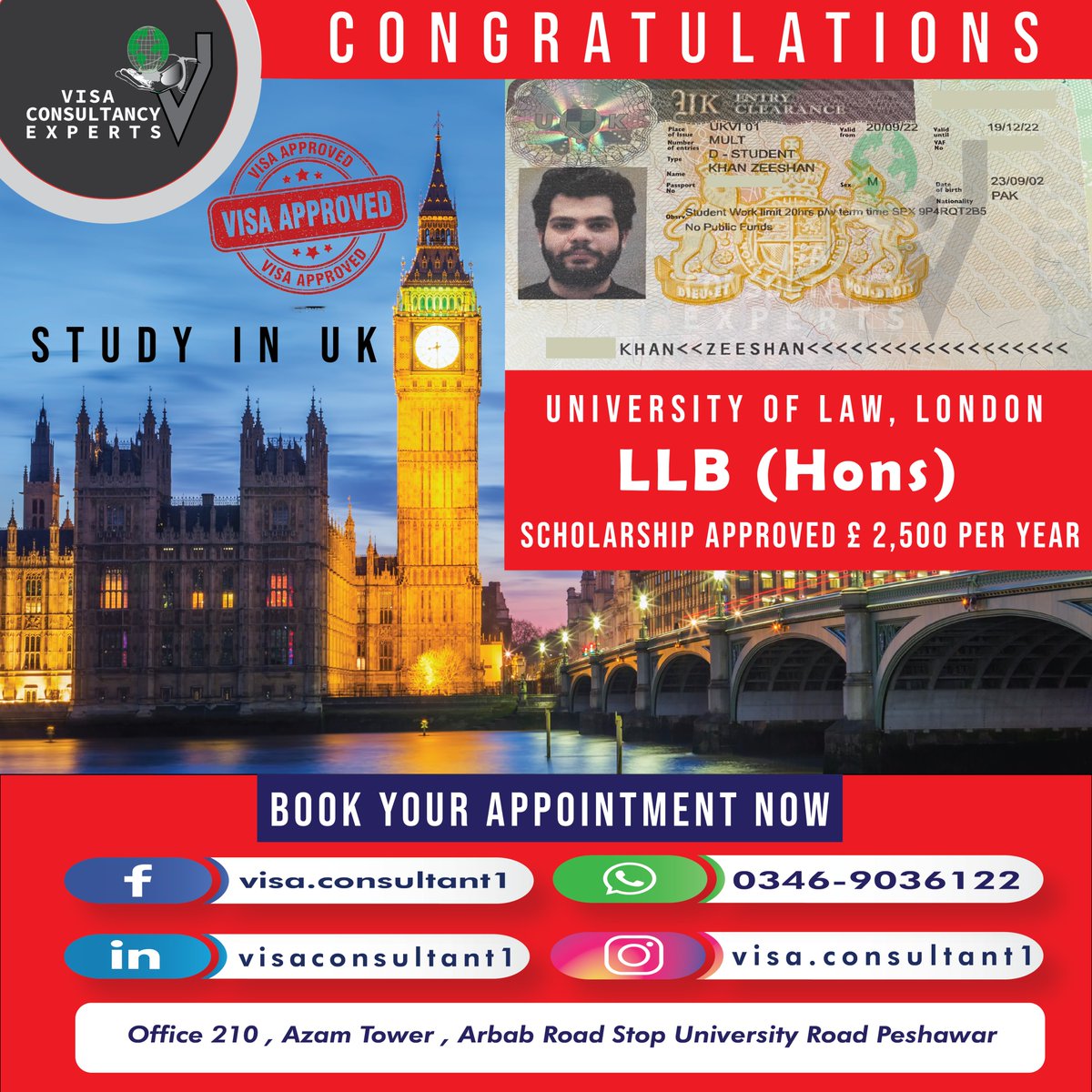 visa1consultant's tweet photo. Let's Congratulate Mr. Zeeshan Khan who received his UK Study Visa 🇬🇧 . Many many congrats to him, wishing him a very bright future ahead.
Remember " You Are One Step Away From Making Your Dreams Happen"

FOR FREE CASE ASSESSMENT 🚩 REGISTER NOW 
 +92 346 9036122 https://t.co/glUNCFIAq4