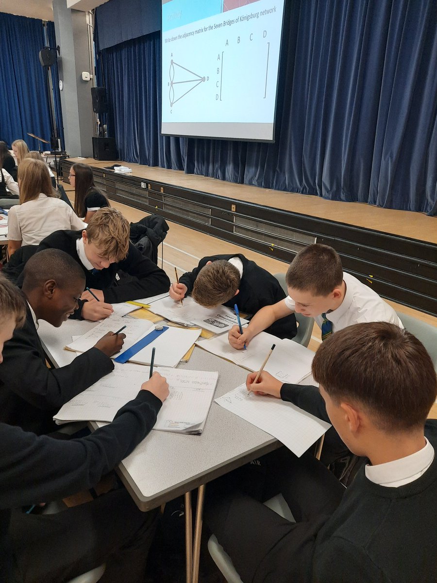 All our S3 pupils participating in workshop on Network Theory today. Grateful thanks to <a href="/jonriddledevlin/">Jon Devlin</a> from Strathclyde University for visiting <a href="/OLHSCumbernauld/">OLHS Cumbernauld</a> once again to share his expertise. An exciting end to our Maths Week activities. <a href="/StrathMathStat/">MathsStats@Strath</a> @mathsweekscot
