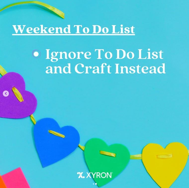 xyroninc's tweet photo. Weekend To Do List:
◻️ Laundry
◻️ Grocery Shop
◻️ Clean
◻️ Exercise
✅ Ignore To Do List and Craft Instead

#craftwithxyron #xyronmaker #diycrafts #papercrafts #artsandcrafts #gift #arts #artwork #homemade #scrapbooking #xyronstickers #crafting #diy https://t.co/UCPATHhPJ7