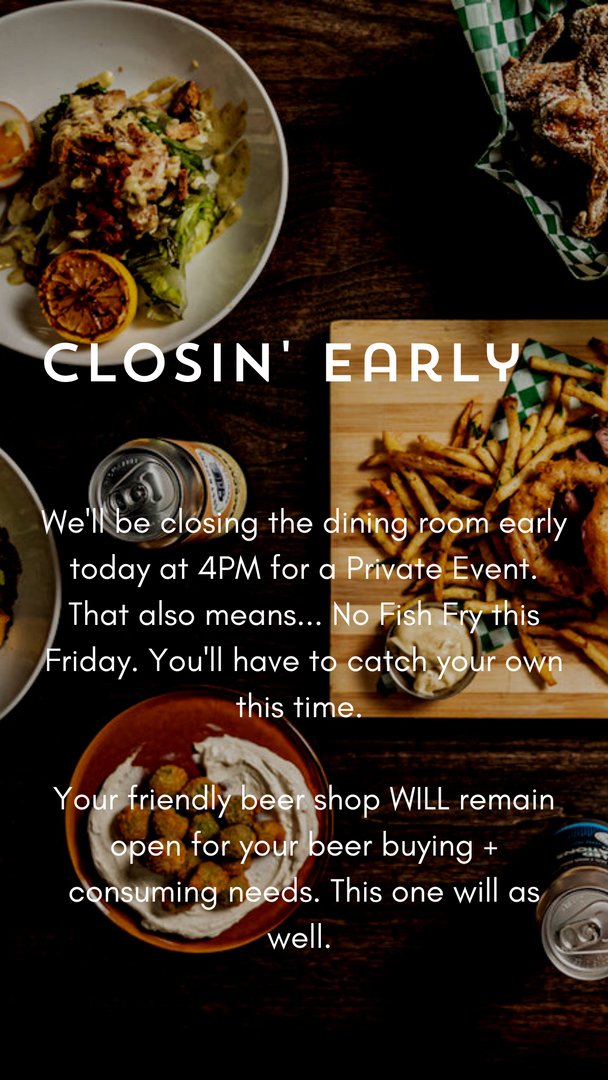 We'll be closing early today at 4PM for a Private Event. Our beer shop will remain open for your to-go beer consuming needs. Book your own private event and be the big shot everyone always said you'd be. eastboundbeer.com/pages/events