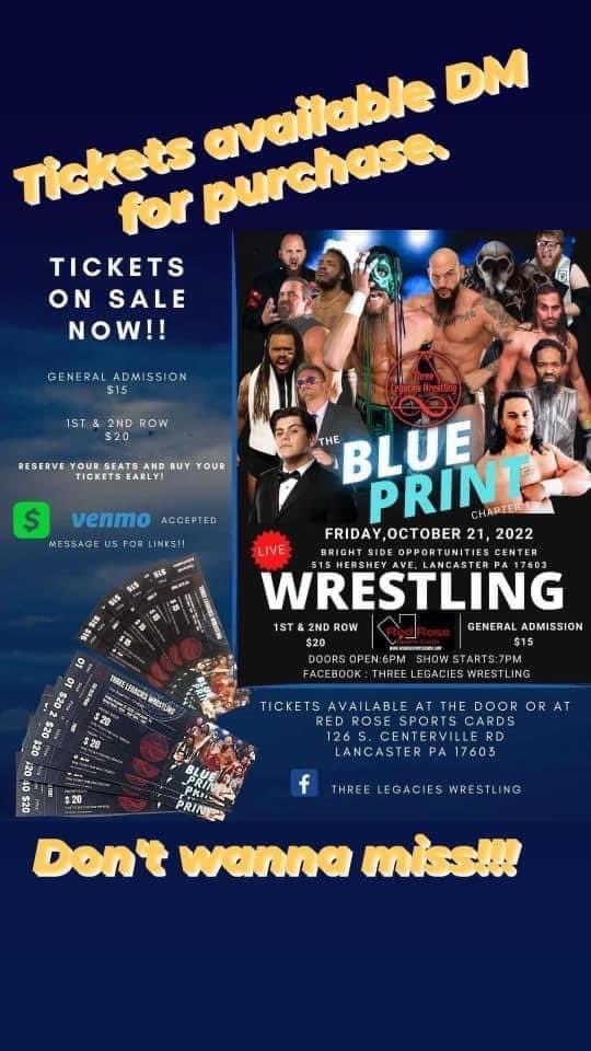 RefLarryPeace's tweet photo. Three Legacies debut event!  

When: Friday Oct 21st 🗓 

Where: Bright side Opportunities Center 
515 Hershey Ave, Lancaster, PA 📍🗺

Tickets 🎟 contact @3Legacies or go to @RRSportsCards 

Bell-time 7pm 🛎

Tix avail at the 🚪

#threelegacies #KeepingThePeace #ProWrestling https://t.co/YsGuuaMVBK