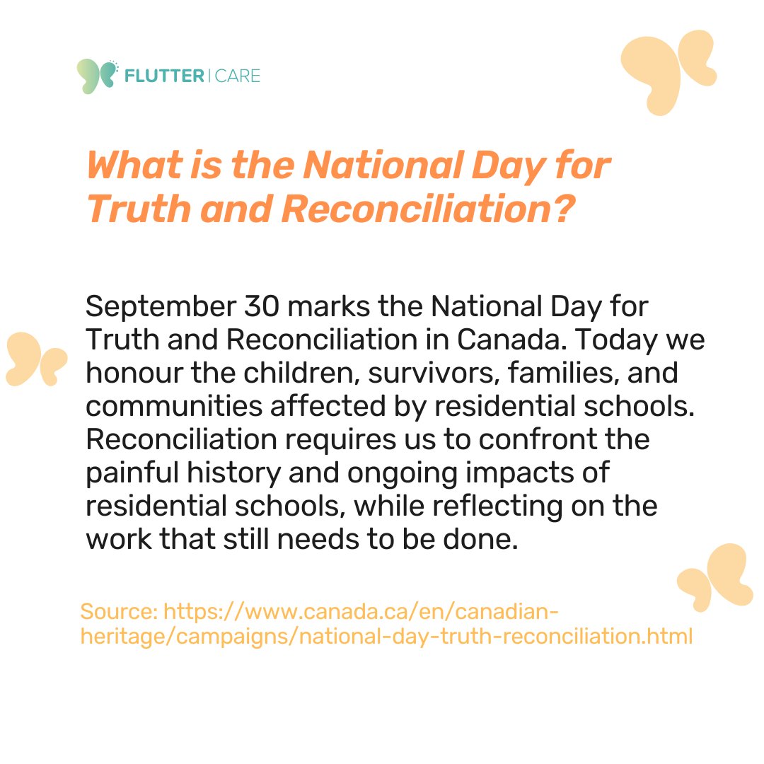Flutter Care (@fluttercareinc) on Twitter photo This #NationalDayforTruthandReconciliation, we must all acknowledge and commemorate the painful legacy of the residential school system in Canada. Flutter Care is committed to learning from these communities through listening, co-creation, and respect for traditional practices. This #NationalDayforTruthandReconciliation, we must all acknowledge and commemorate the painful legacy of the residential school system in Canada. Flutter Care is committed to learning from these communities through listening, co-creation, and respect for traditional practices.