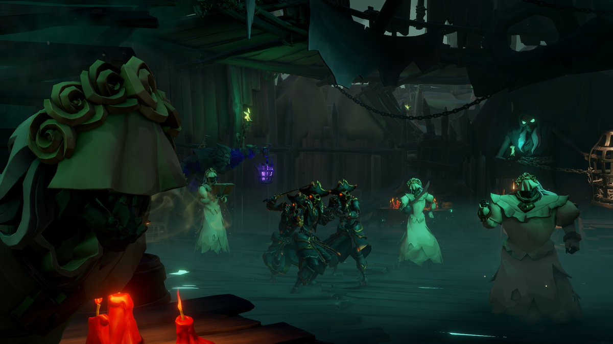 Flying7AM's tweet photo. A group called the Bride of Bones has sprung up in these waters. They transmit their ideas through bones. There is not a man in the Sea of Thieves who does not fear them!👻👻👻👻👻
@SeaOfThieves

 #SeaOfThieves  
#SoTShot #BeMorePirate https://t.co/cQVaubkeQm