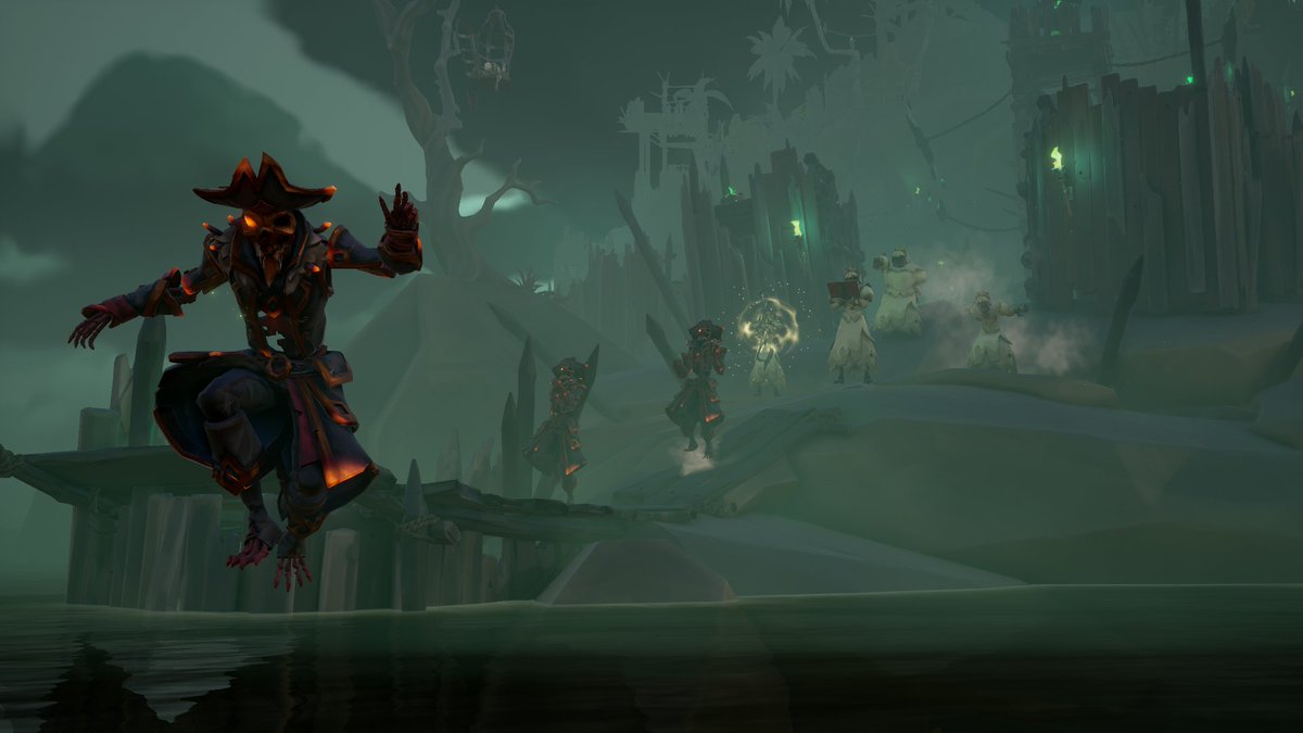Flying7AM's tweet photo. A group called the Bride of Bones has sprung up in these waters. They transmit their ideas through bones. There is not a man in the Sea of Thieves who does not fear them!👻👻👻👻👻
@SeaOfThieves

 #SeaOfThieves  
#SoTShot #BeMorePirate https://t.co/cQVaubkeQm
