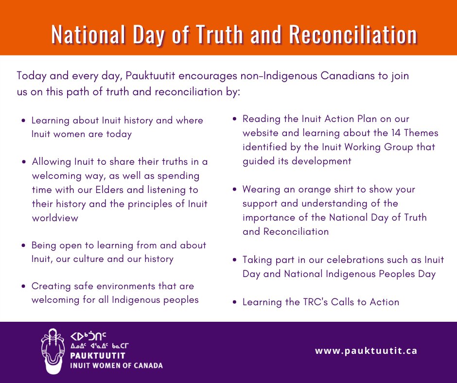 #Sept30 is a day to honour the residential school survivors, their families, and our communities, and a day when we’re reminded that we need to continue to advocate for justice and for the rights of Inuit. #orangeshirtday #NDTR2022
