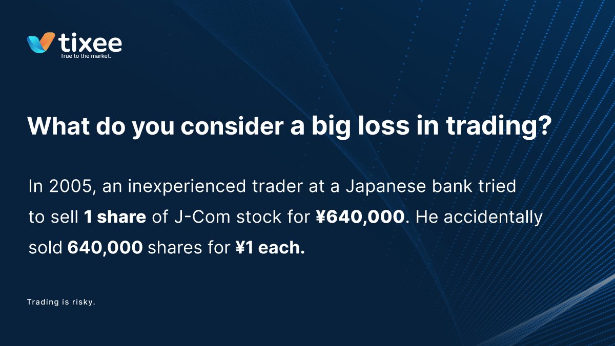 tixeetrading's tweet photo. Can you imagine accidentally selling $3 billion worth of shares for just $5,000? It’s been done!
-
#FunFact #tixee #truetothemarket #forexfact #trading https://t.co/yqHcVBLMAQ