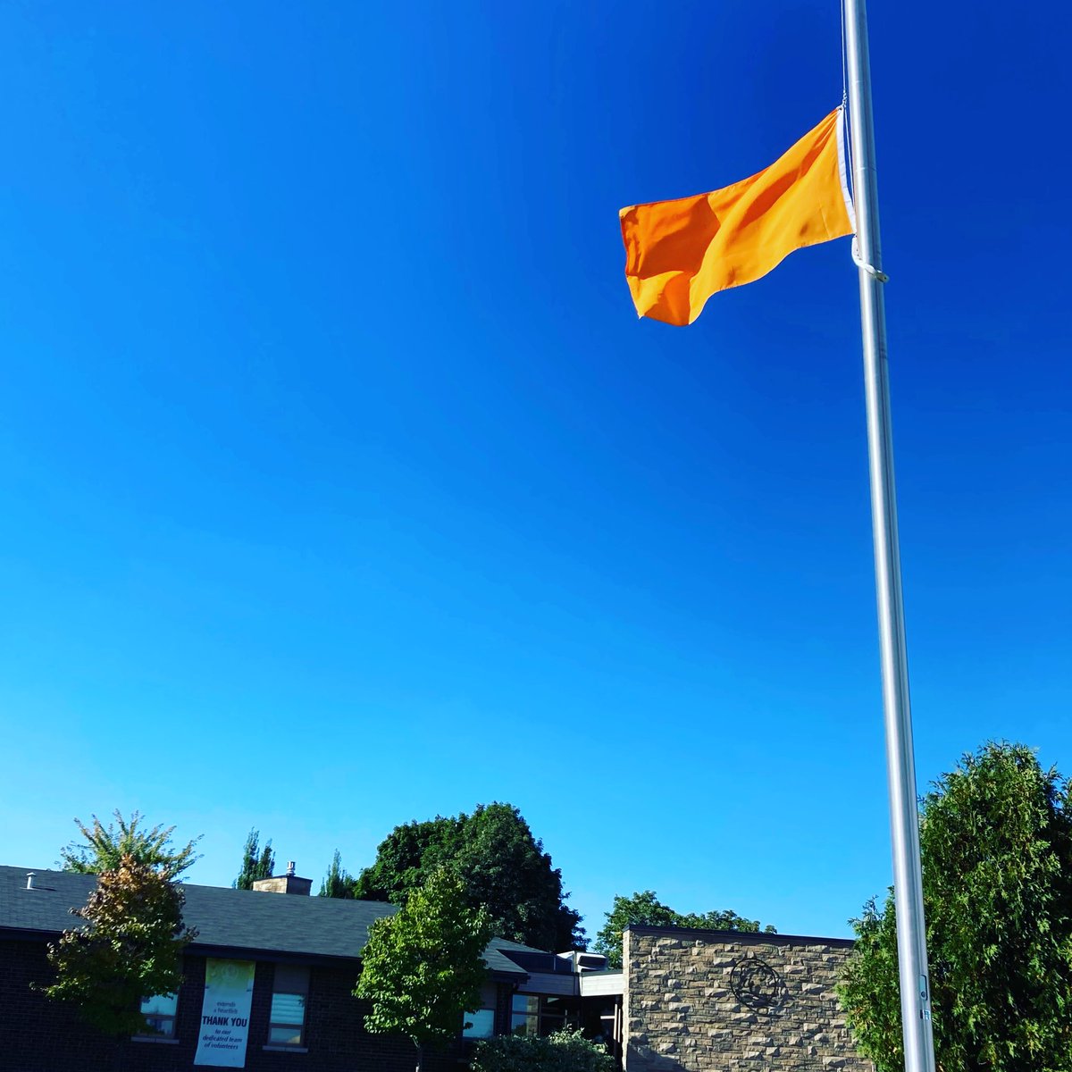 liveOUTloud_GG's tweet photo. Wellwood always flies an orange flag permanently at half mast. This is our promise to never forget the harm that was done. 

#truthandreconciliation #orangeshirtday #mmiwg #mmiwg2s #idlenomore #everychildmatters #hamont #wellwood @wellwood_ca https://t.co/Nhgy9Q6Lsz
