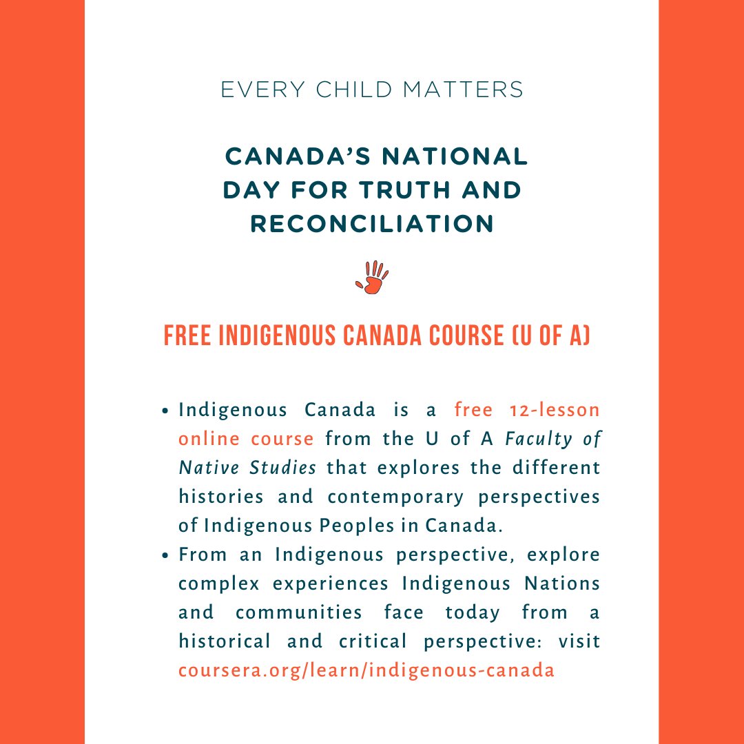 National Day for #TruthandReconciliation in Canada is a day to learn about and acknowledge the painful history and ongoing impacts of colonialism and residential schools. Swipe for resources to learn more and hear from Survivors.

#OrangeShirtDay 🧡
#EveryChildMatters