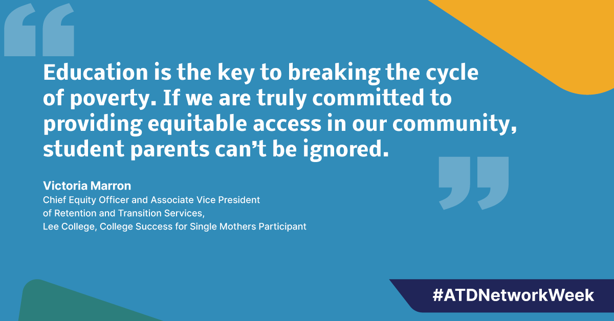 Nearly 4 million college students are parents. This is more than a metric for Victoria Marron, Chief Equity Officer at Lee College. Read how this #ATDNetworkWeek institution is empowering student parents to become ambassadors of community transformation. 

achievingthedream.org/how-lee-colleg…