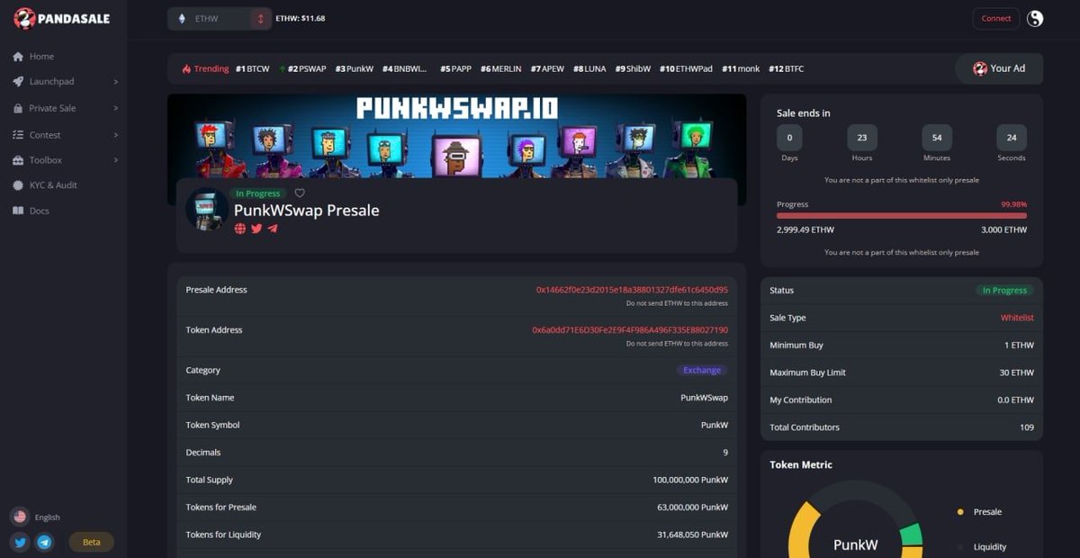 PunkWSwap's tweet photo. 🥳#PunkWSwap presale ended successfully 🥳

200 transactions were on pending when our presale just started. For sure that will be 1-2 seconds to fill but however, but presale filled on 1 minute 🚀

Listing time will be announced soon on our socials. Stay tuned and be active🔥🔥 https://t.co/qT5usPNQoB