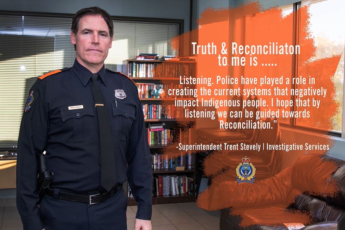reginapolice's tweet photo. The Regina Police Service is observing the National Day for Truth and Reconciliation. We will take time today to acknowledge, to listen, to learn and to reflect. #NDTR2022 #EveryChildMatters https://t.co/lzw9jE6t9V