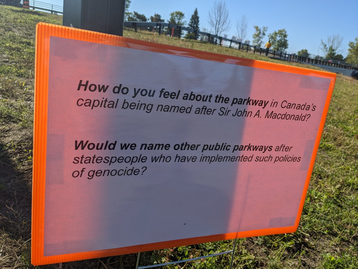This sign usually says Sir John A MacDonald Parkway - a road that leads out of Ottawa's downtown core heading west. On #NDTR2022 it doesn't. Add your thoughts on the question below.