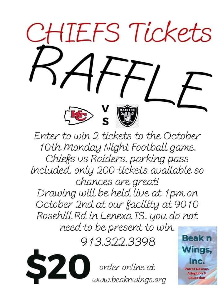 Drawing this weekend. You can order yours online at beaknwings.org. Thank you for supporting our rescue!