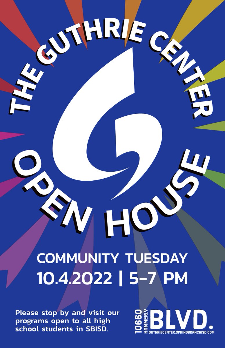 Please join us this Tuesday, October 4th from 5 to 7 PM at our fall Community Tuesday Open House. It's an excellent opportunity for everyone to meet our teachers and learn about the incredible programs available to all <a href="/SBISD/">Spring Branch ISD</a> high school students.