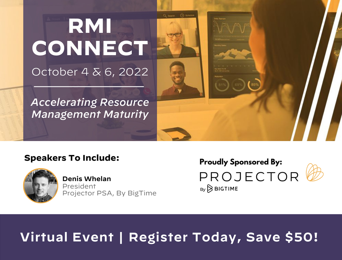 Projector by BigTime (@projectorpsa) on Twitter photo RMI Connect is next week! This virtual forum is focused on helping project-based service delivery teams improve #resourcemanagement and #workforcemanagement maturity. Are you registered? Save $50 off your registration with our referral link! Details:
hubs.la/Q01nHN3r0 RMI Connect is next week! This virtual forum is focused on helping project-based service delivery teams improve #resourcemanagement and #workforcemanagement maturity. Are you registered? Save $50 off your registration with our referral link! Details:
hubs.la/Q01nHN3r0