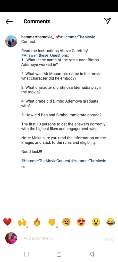 a_ayebaemi's tweet photo. Hello guys...

Trust you are good.

Do you know dat there is a contest going on 4 those who has watched  HAMMER MOVIE.
Pls check d pics hereunder for d guidelines.
Below are d hashtags that will help enlighten you about this movie.
#HammerThemovie
#Drlindaiheme
#Vantagemigration. https://t.co/EwZHoSbEmj