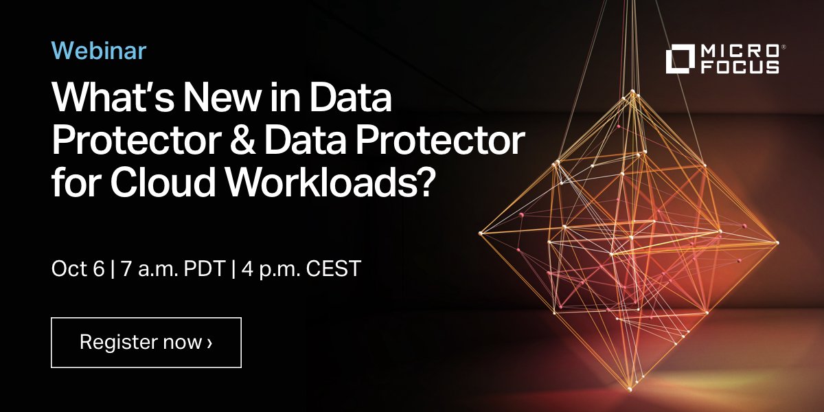 Find out about the latest capabilities available in #dataprotection and disaster recovery solutions that can make a difference in your environment in this @MicroFocusIMG webinar on Oct. 6! Register today: #MicroFocus #MyMicroFocus bit.ly/3StiA2s