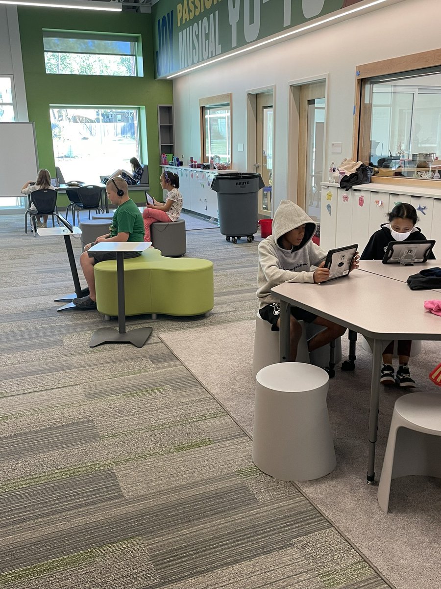Third graders using our neighborhood space for a quiet place to record their text summaries! <a href="/DavidsonComets/">Davidson Elementary</a> <a href="/AndreaStauch/">Andrea Stauch</a>