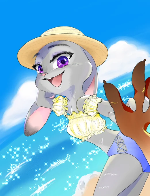 この前描いた海ジュディさん、実はパンツからはみ出た毛に執念を燃やしたので見てほしい 