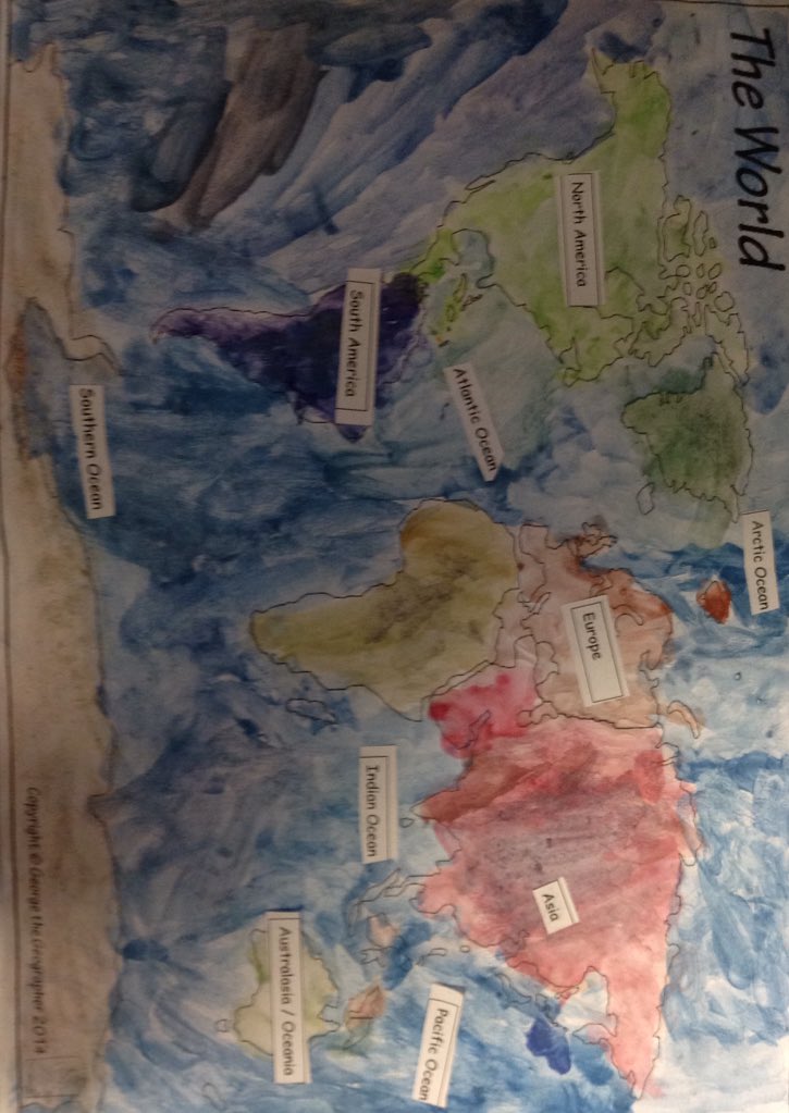 latimerprimary's tweet photo. Miss Hyde is so proud of how #ClassLH have worked this week. This afternoon we have labelled our oceans and continents using an atlas to help us. #LatimerGeography #2LH #Continents #Oceans #AtlasSkills https://t.co/w9afA6HRHo