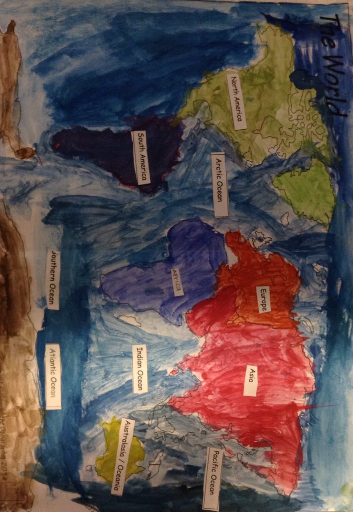 latimerprimary's tweet photo. Miss Hyde is so proud of how #ClassLH have worked this week. This afternoon we have labelled our oceans and continents using an atlas to help us. #LatimerGeography #2LH #Continents #Oceans #AtlasSkills https://t.co/w9afA6HRHo