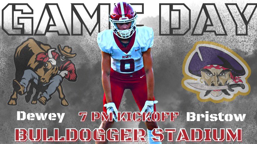 GAME DAY!!! Bulldogger 🏈🏈🏈 vs. Bristow. 7:00 pm Kickoff!! Good luck fellas. #BulldoggerAthletics
