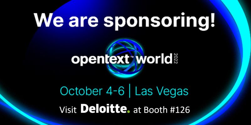 schellberg's tweet photo. Your #informationmanagement conference is here, #opentextworld 2022. Live, starting October 4th at the Venetian Resort Las Vegas.  This year #deloitteconsulting is an Innovator Sponsor. If you can't make in person then please join online, Sign up here - https://t.co/zg6hLj4cgT https://t.co/B8WJ3WZj6u