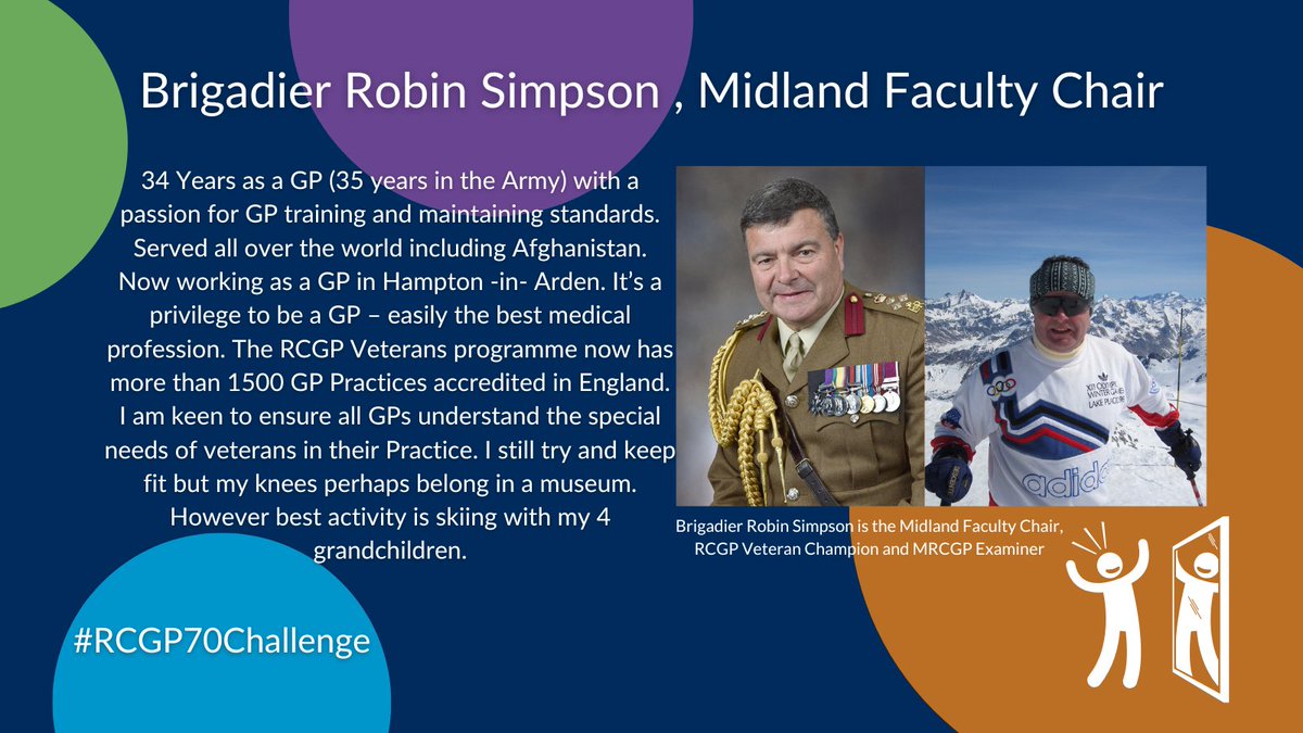 #RCGP70Challenge A great reflection from Brigadier Robin Simpson on his extraordinary GP journey. Representing the Midland Faculty, and a driving force for the Veterans programme @MidRCGP. Thank you!