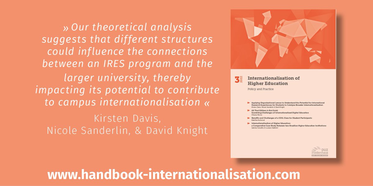 DUZ_HigherEd's tweet photo. Read @dknightvt @TheKirstenDavis &amp; Nicole Sanderlin on: 
Applying Organizational Lenses to Understand the Potential for International Research Experiences...  

And are you writing on #internationalisation #highered ?

Submit a paper to us this November: https://t.co/ojSgxy1BXk https://t.co/LEMewnCaZ2