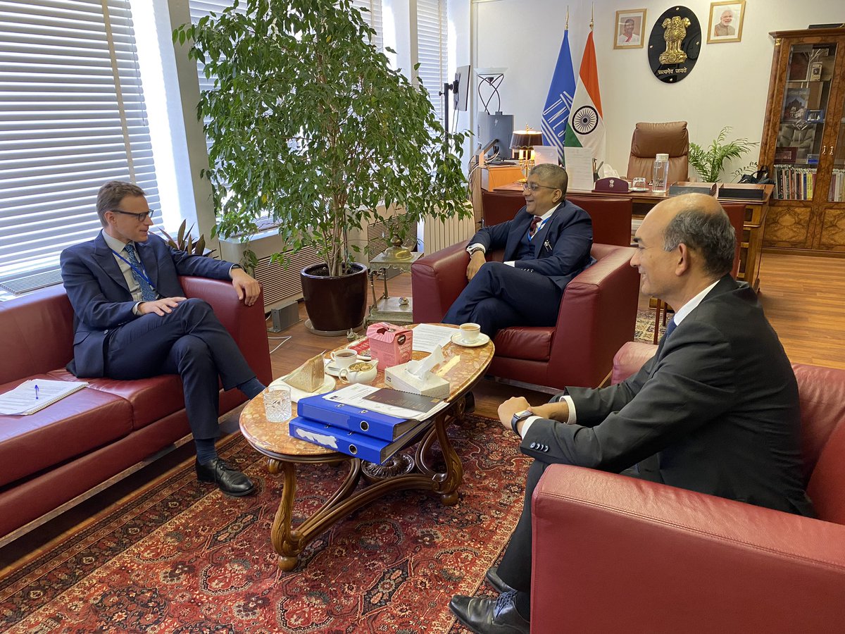 VishalVSharma7's tweet photo. Happy to engage in a discussion on #FACommission issues with H.E. Mr. Mariusz Lewicki, Ambassador-designate of #Poland &amp; Vice-Chair of Group 2 in the ExB. #FAComm #EB215 https://t.co/JHNzNpJkzg