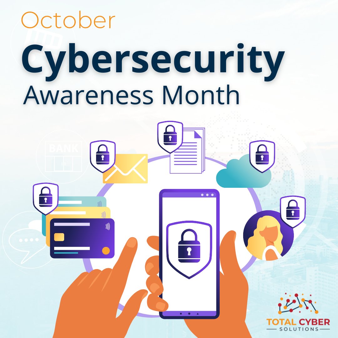 totalcyber's tweet photo. October is cybersecurity awareness month! "Cybersecurity for All" is our motto and mission at Total Cyber. 
Stay tuned to learn interesting cybersecurity facts and tips to protect yourself!

Read more at: https://t.co/qMIVE1FgXb

#cybersecurity #cyberawareness #cybersmart https://t.co/SBq2kMIUpQ