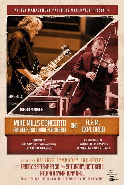 remhq's tweet photo. 🎧 to @m_millsey &amp; Robert McDuffie's interview on WABE's City Lights (32 mins in) as they discuss their collaboration on Mike's Concerto for Violin, Rock Band &amp; Orchestra leading into tonight's premiere of "R.E.M. Explored" with the @AtlantaSymphony. 
https://t.co/2niJWOLxT2 https://t.co/7OYe0SDX8k