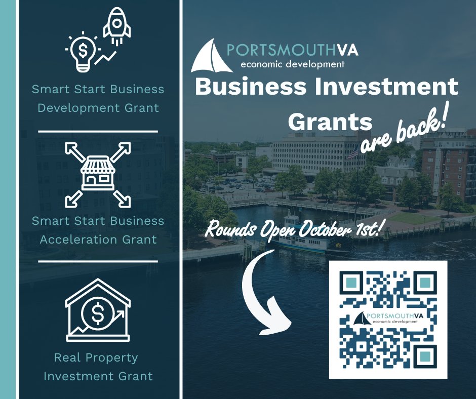 Scan the QR Code to learn more about our Business Investment Grant Programs! Round 1 opens tomorrow!