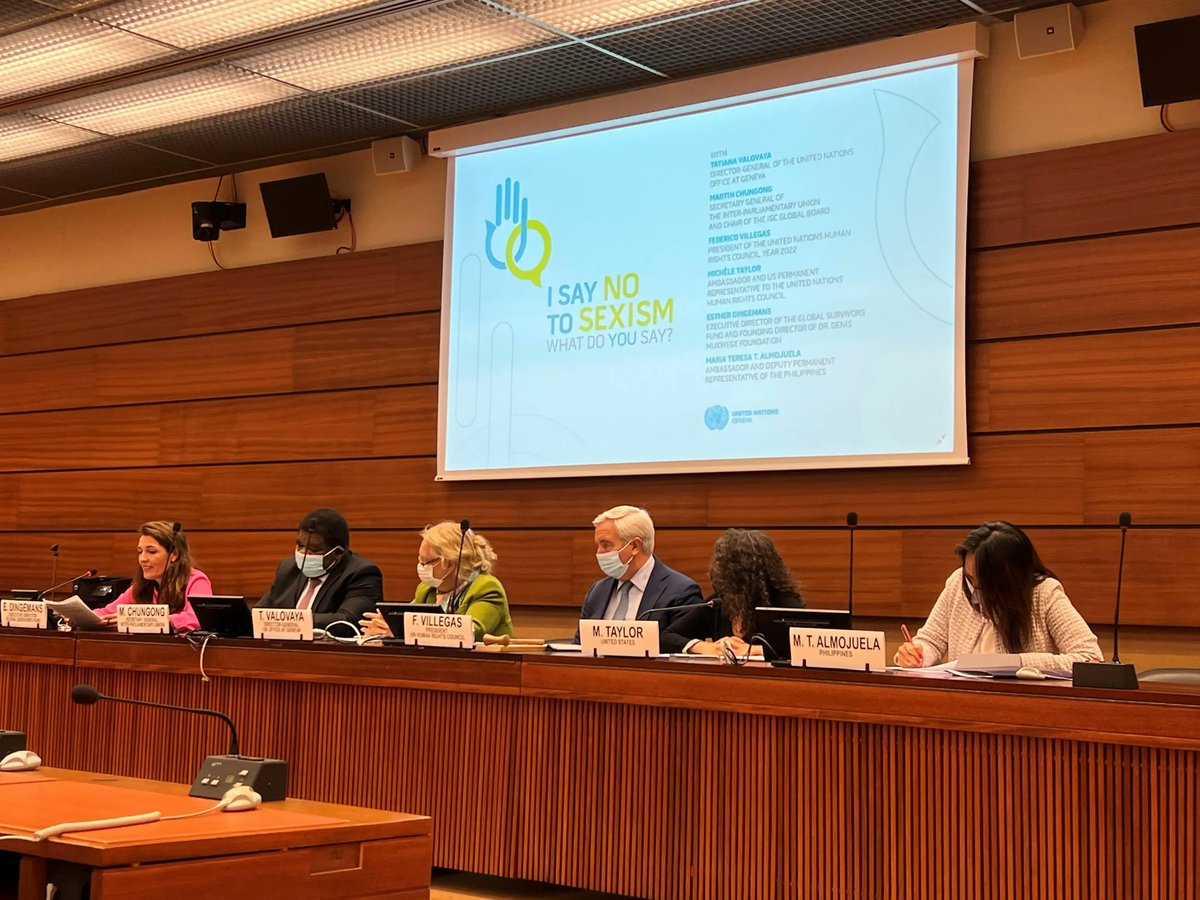 INTGenderChamps's tweet photo. Today, fellow Champions called for a sexism-free Geneva during the re-launch of the "I Say No to #Sexism" campaign ✋
How can you take action?
🔹Join the IGC network.
🔹Speak up. Interrupt sexist jokes and comments.
🔹Spark conversations to #Shiftmindsets #ChangeCulture https://t.co/HIHn84AgZj
